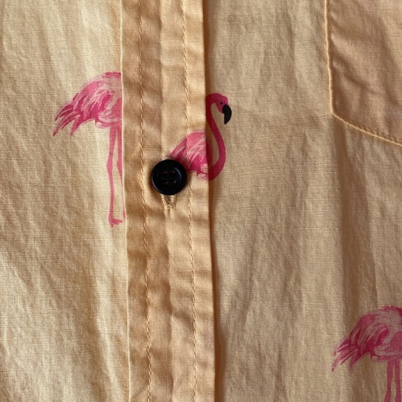 Flamingo Cotton Slim Fit Flex Button Down Short Sleeve Orange Pink Five Points S - Picture 4 of 8